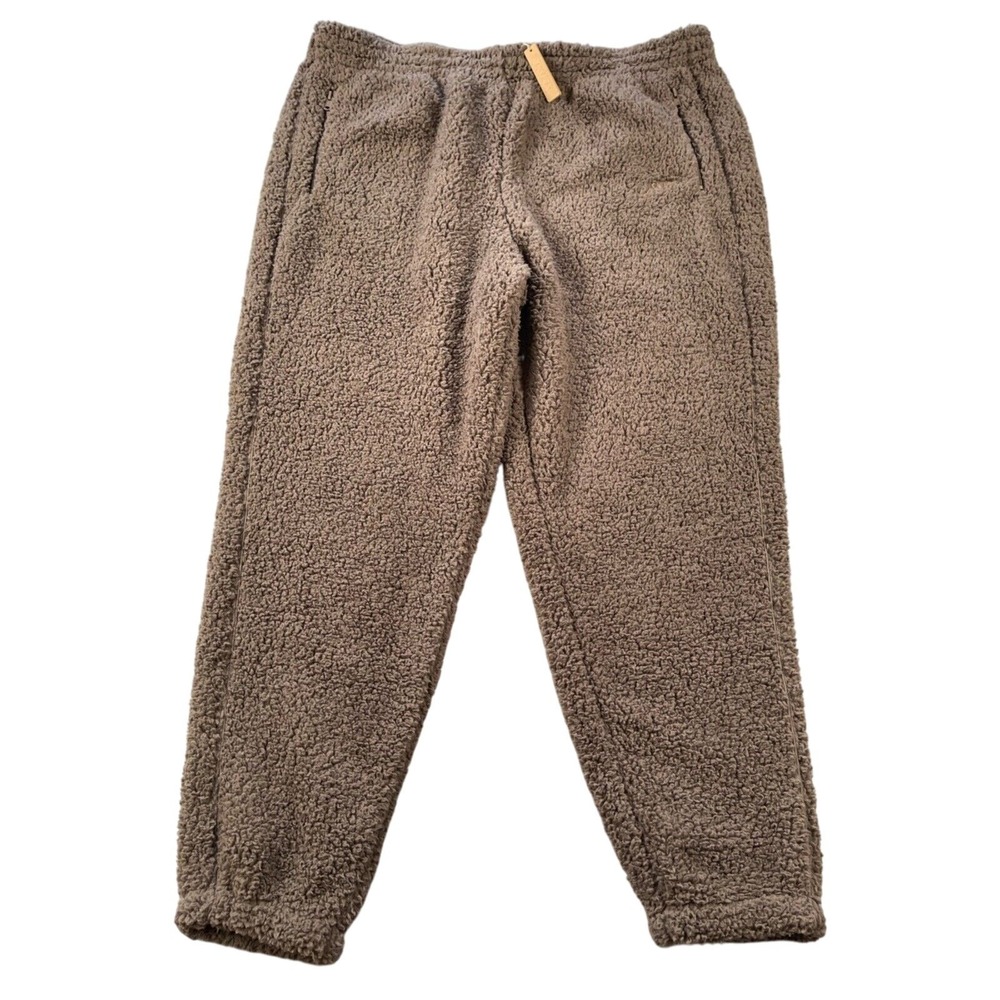 Skims Jogger Women Plus 3X Amethyst Tan Brown Teddy Sherpa Zip Pocket Drawstring